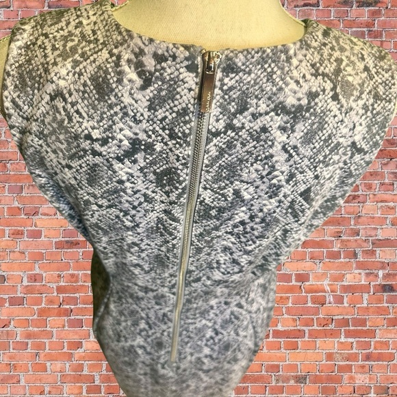 Calvin Klein Gray Python Snake Print Vegan Suede Textured Sleeveless Midi Dress - Picture 10 of 14